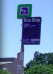 Photo of a bus stop sign.